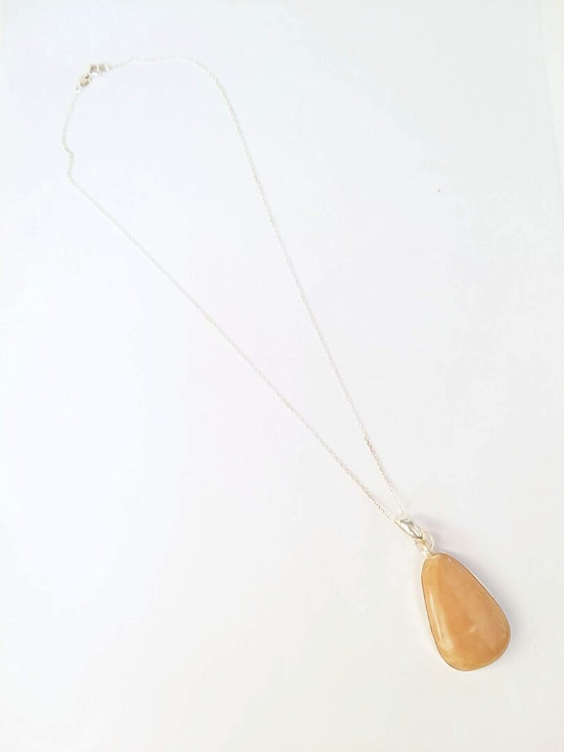 Peach aventurine Stone Pendant Necklace | Natural Gemstone Pendant -18"- Chain Necklace | Geniune Peach Aventurine Stone GS Pendant | Gift Packing - Image 2