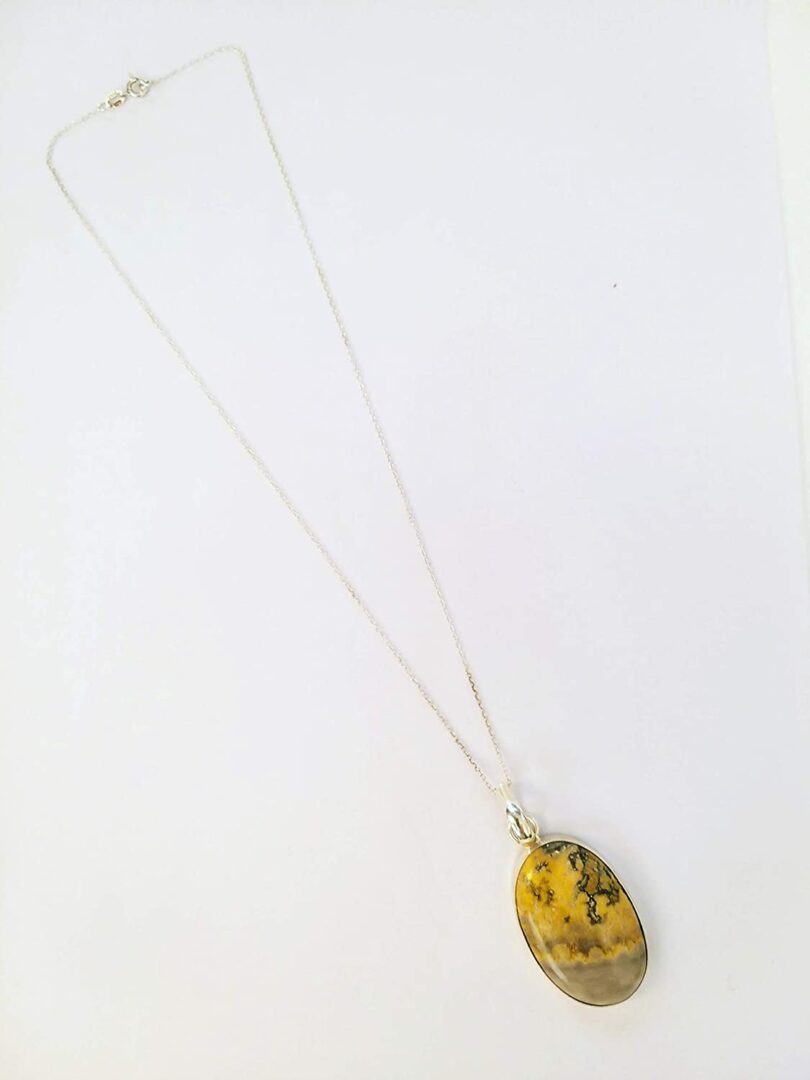 Bumble Bee Stone Pendant Necklace | Natural Gemstone Pendant -18"- Chain Necklace | Geniune Bumble Bee Stone GS Pendant | Gift Packing - Image 2