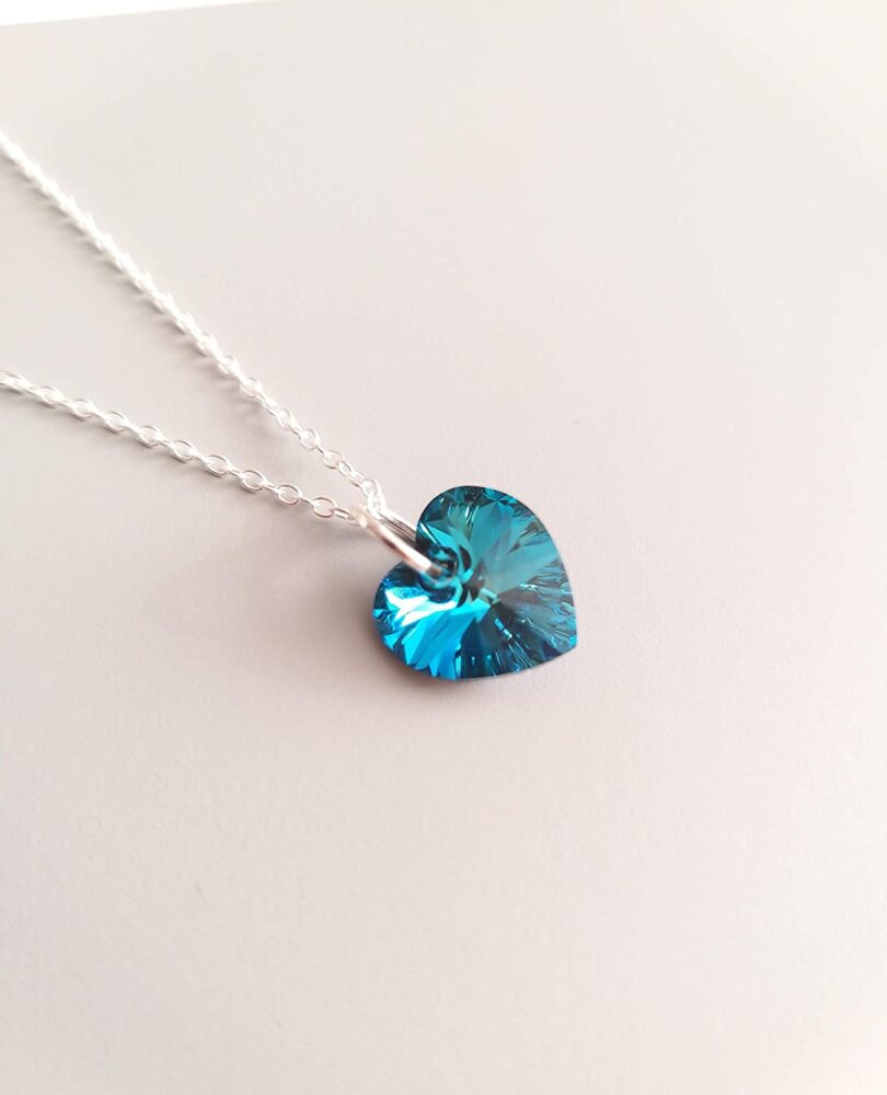 December-Sagittarius Birthstone Heart Silver Necklace| Blue Zircon Silver Necklace Christmas Gift |Geniune 925 Sterling Silver|Gifts for her - Image 3