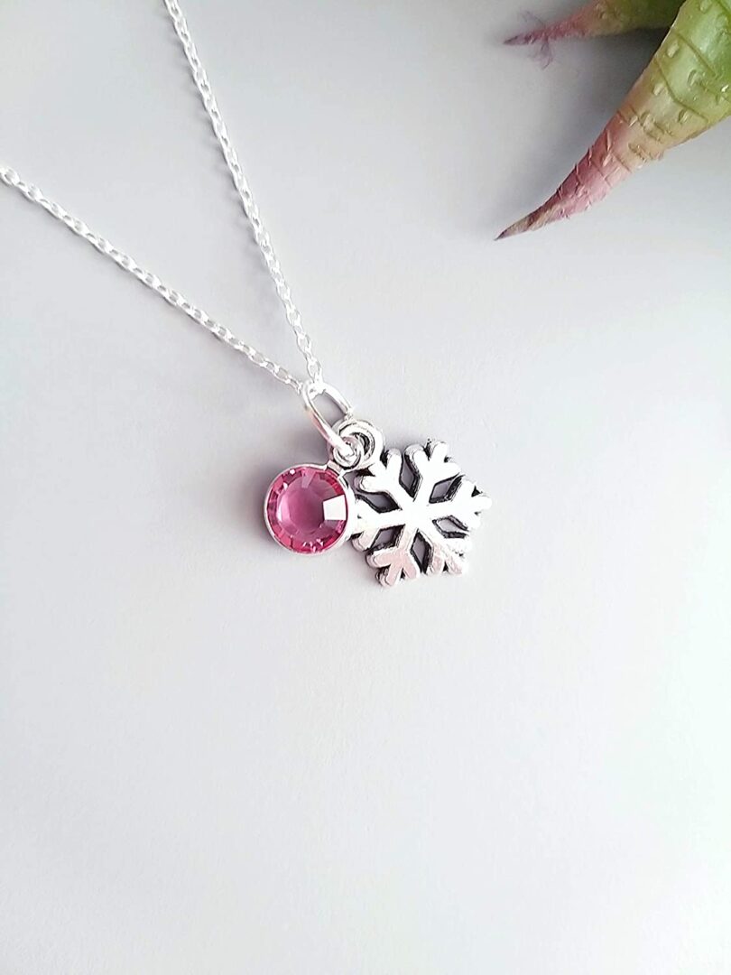 October-Libra Birthstone Charm Silver Necklace| Pink Turmouline Silver Necklace Christmas Gift | Geniune 925 Sterling Silver |Gifts for her - Image 5