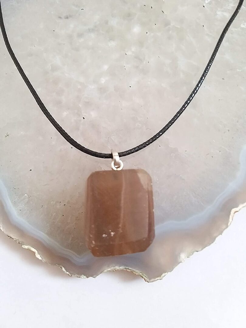 Smoky Quartz Pendant Necklace | Stunning 925-Silver Pendant | Adjustable Waxed Cord -18'' | Natural Healing Stone Pendant | Gift for Her