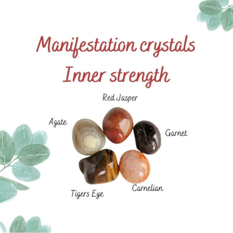 Courage & Inner Stregth Manifestation Crystal Set | Inner Strength Crystal Set | Crystals for Inner Strength | 5 Crystals in Gift Packing | Crystal Info Card - Image 4