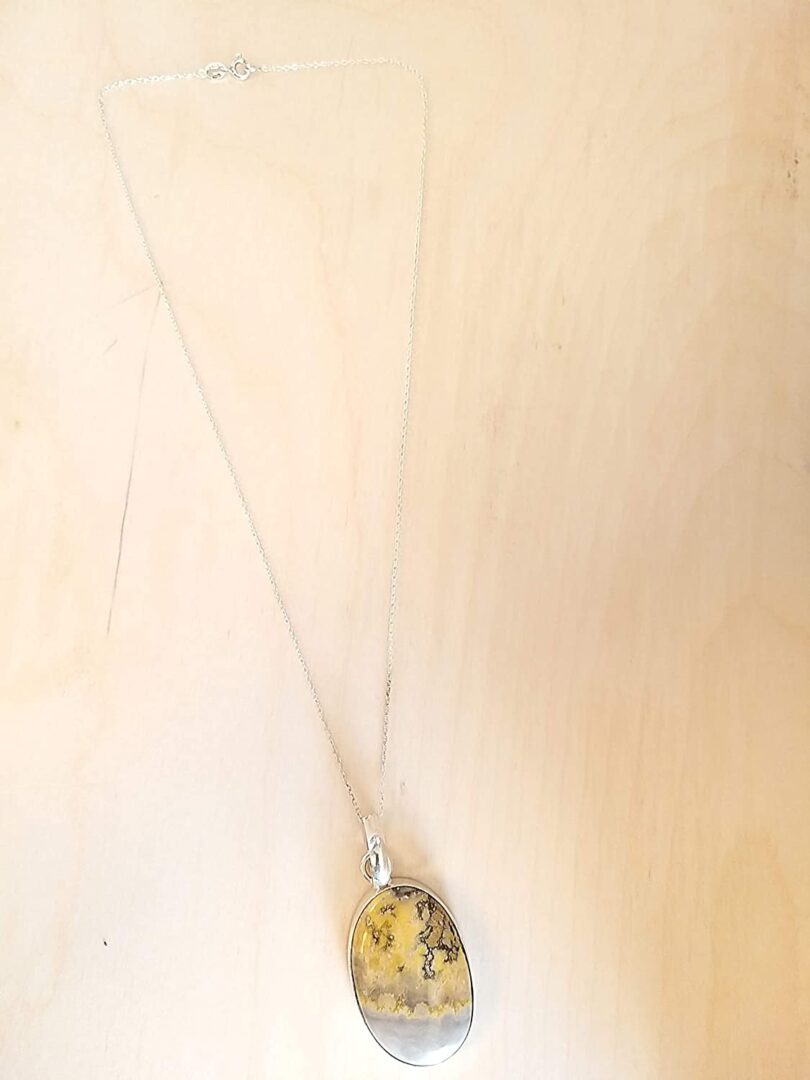 Bumble Bee Stone Pendant Necklace | Natural Gemstone Pendant -18"- Chain Necklace | Geniune Bumble Bee Stone GS Pendant | Gift Packing - Image 3