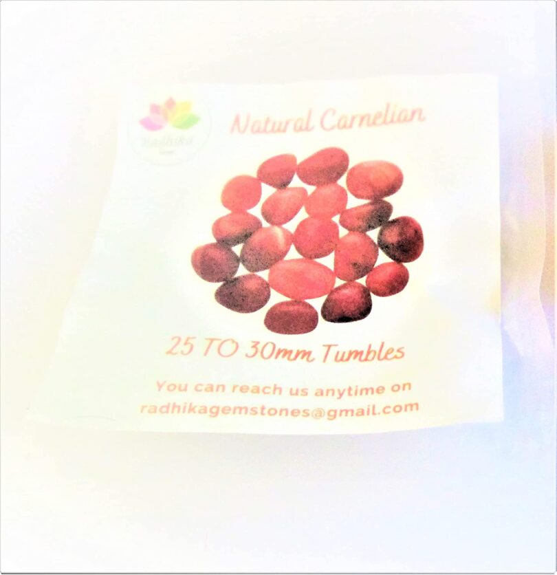 Carnelian Pack of 5 AAA Quality Tumbled Stones | 20 TO 25mm Tumbled Stones | Healing Stones | Carnelian Tumbles in Gift Pack