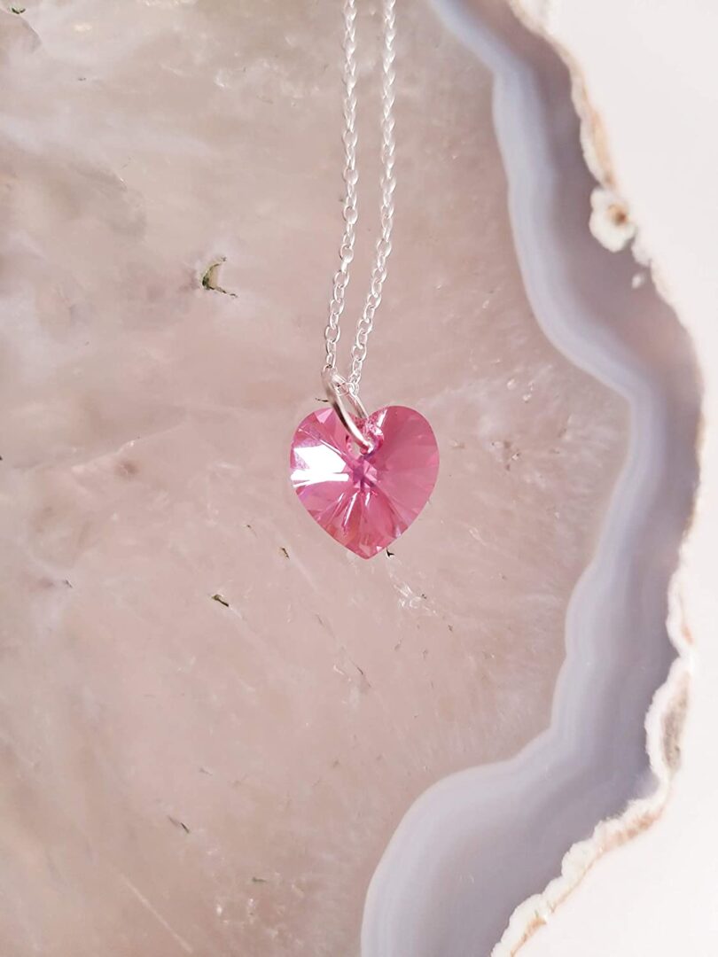 October-Libra Birthstone Heart Silver Necklace| Pink Turmouline Silver Necklace Christmas Gift | Geniune 925 Sterling Silver |Gifts for her - Image 3