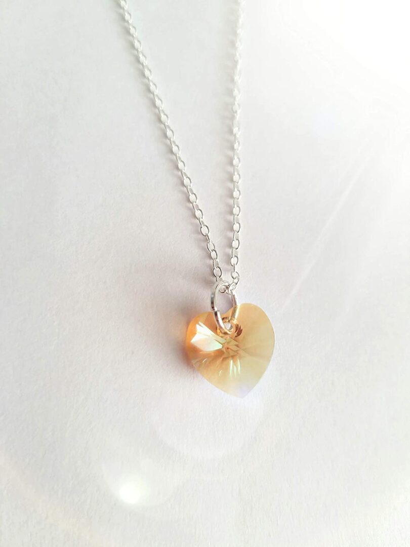 November-Scorpio Birthstone Heart Silver Necklace| Yellow Topaz Silver Necklace Christmas Gift | Geniune 925 Sterling Silver | Gifts for her - Image 4