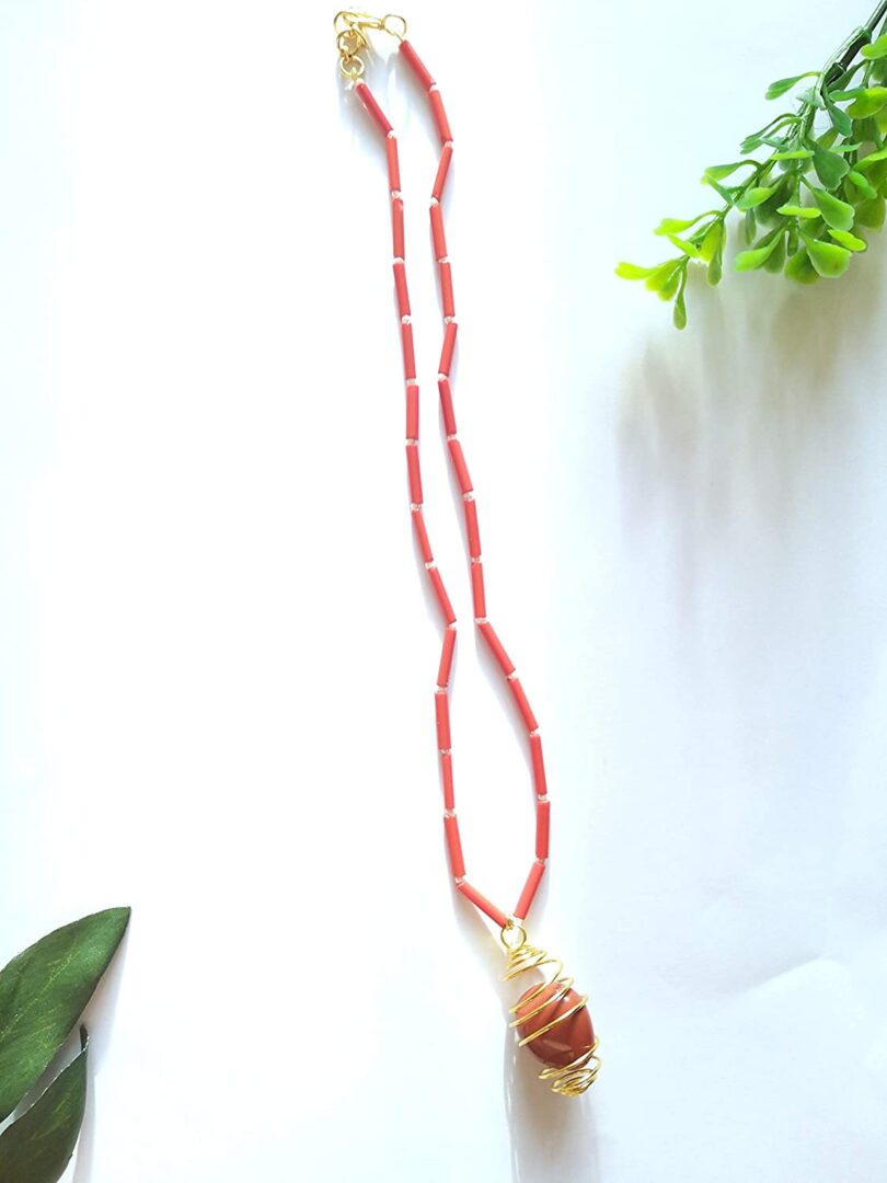 Red Coral Pendant Necklace | Gemstone Crystal Necklace | Natural Red Coral Necklace | Negative Energy Protection Necklace | Gift for Her - Image 3