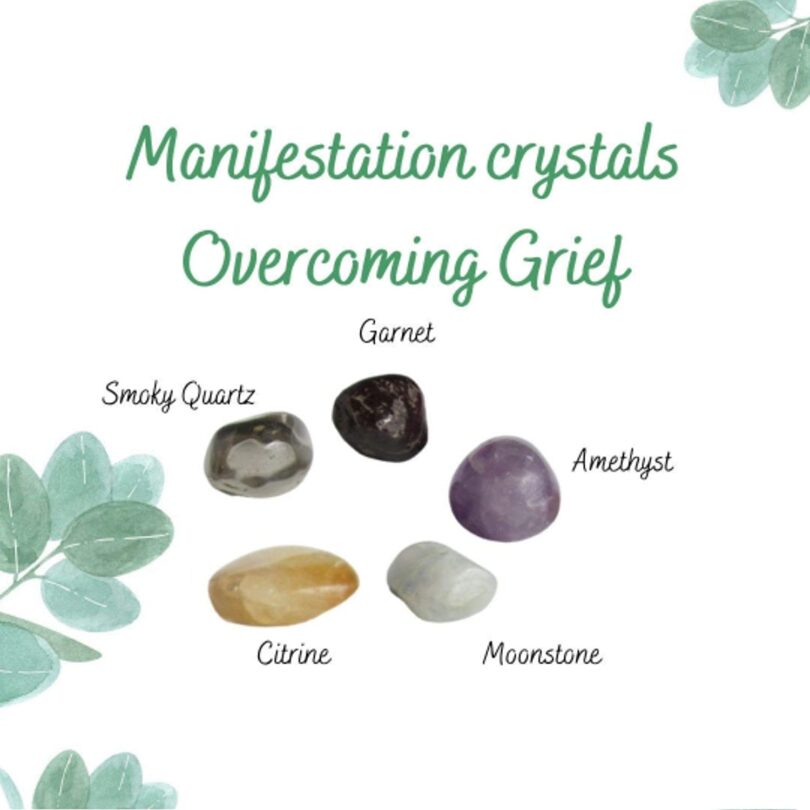 Manifestation Crystal Set | Overcoming Grief Crystal Set | Crystals For Overcoming Grief | 5 Lovely Crystals in Gift Packing | Crystal Info Card - Image 5