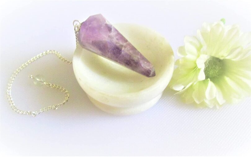 Amethyst Crystal Pendulum | Natural Amethyst | Crystal Dowsing Pendulum | Scrying Healing Crystal | Gift Crystal Energy Pendulum | Natural Healing Stone Pendulum | Gift Packing