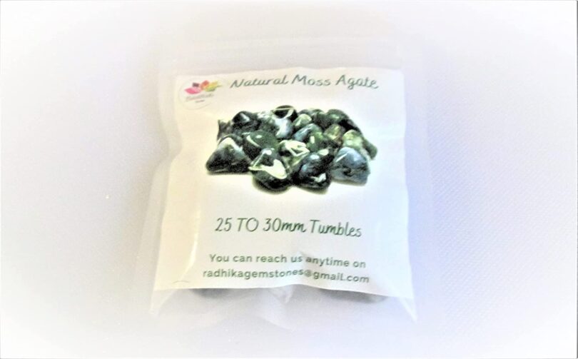 Moss Agate Pack of 10 AAA Quality Tumbled Stones | 15 TO 20mm Tumbled Stones | Healing Stones | Moss Agate Tumbles in Gift Pack