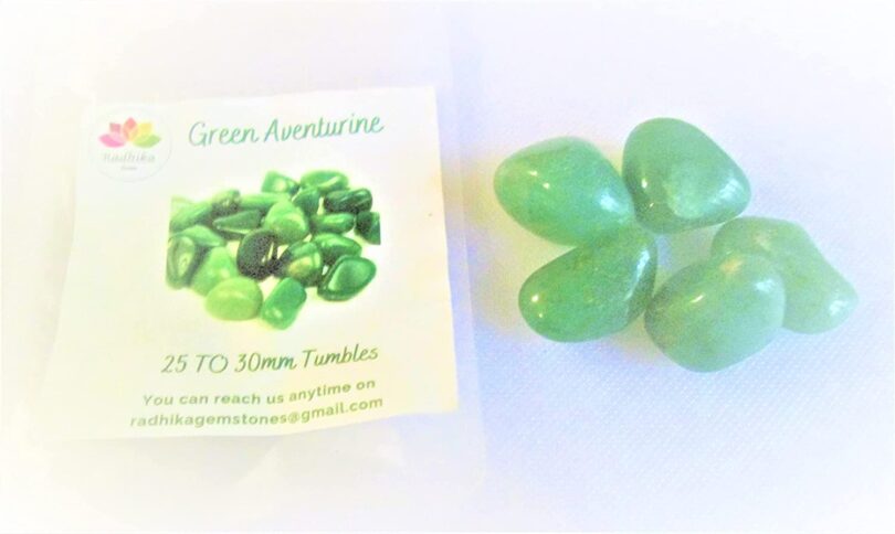 Green Aventurine Pack of 5 AAA Quality Tumbles | 15 TO 20mm Tumbled Stones | Healing Stones | Green Aventurine Tumbles in Gift Pack