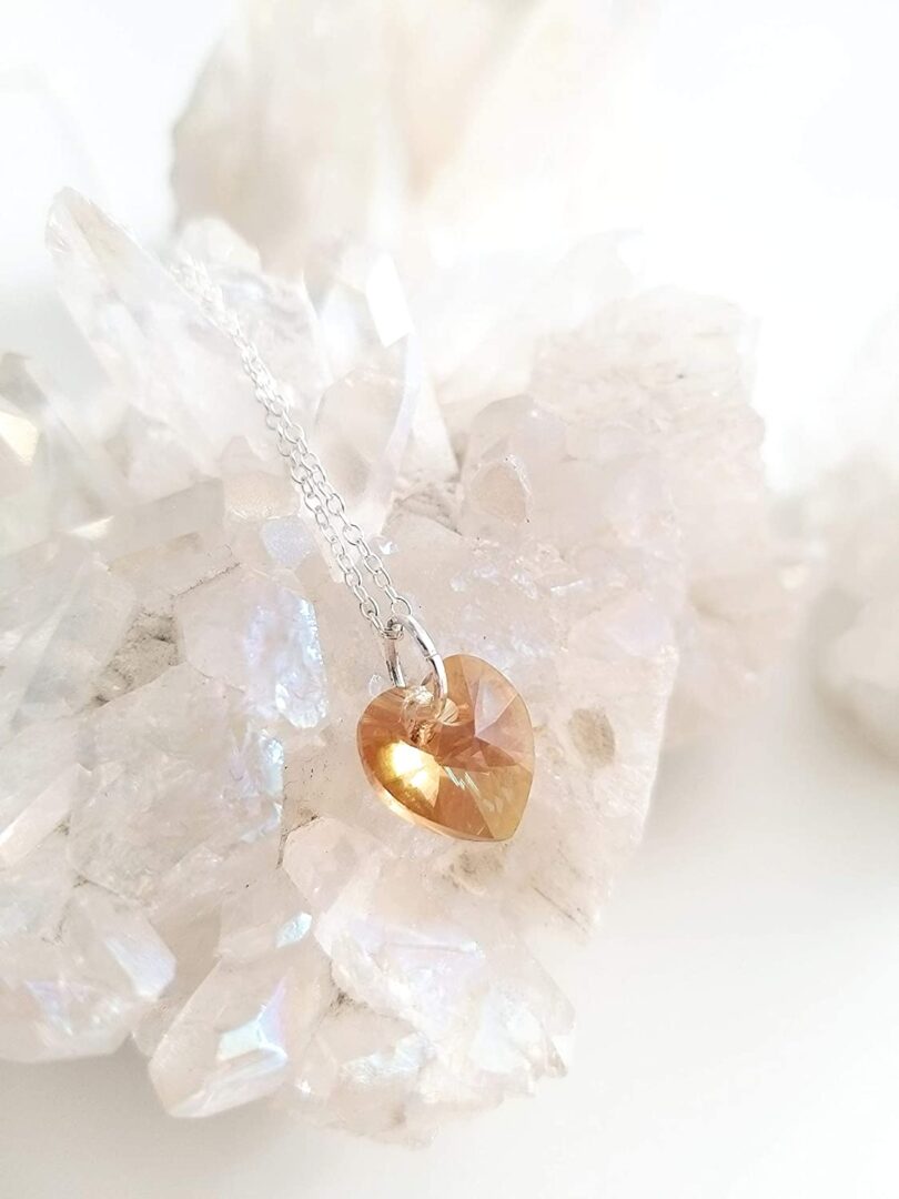 November-Scorpio Birthstone Heart Silver Necklace| Yellow Topaz Silver Necklace Christmas Gift | Geniune 925 Sterling Silver | Gifts for her - Image 3