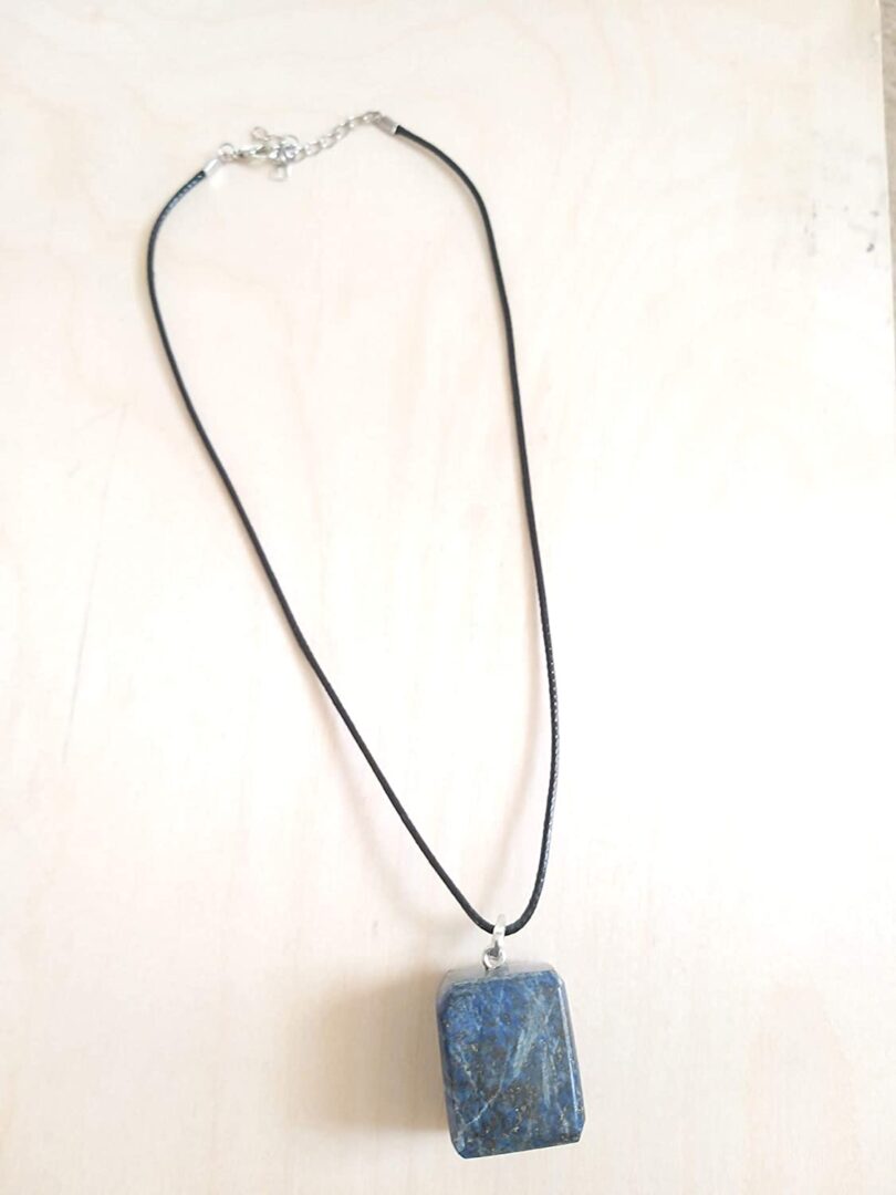 Lapis Lazuli Pendant Necklace | Stunning 925-Silver Pendant | Adjustable Waxed Cord -18'' | Natural Healing Stone Pendant | Gift for Her - Image 2