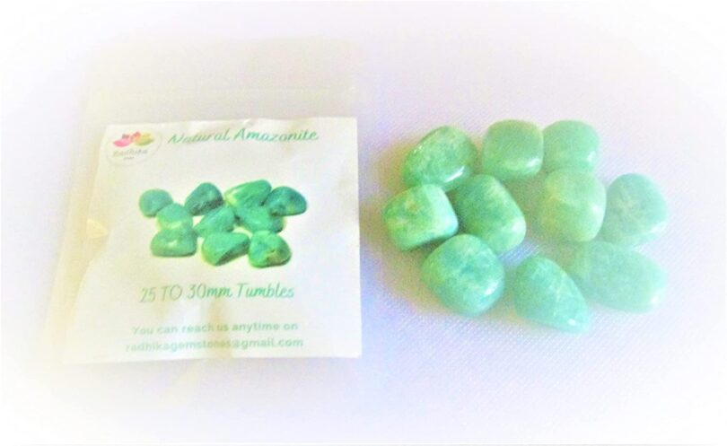 Amazonite Pack of 10 AAA Quality Tumbled Stones | 20 TO 25mm Tumbled Stones | Healing Stones | Amazonite Tumbles in Gift Pack