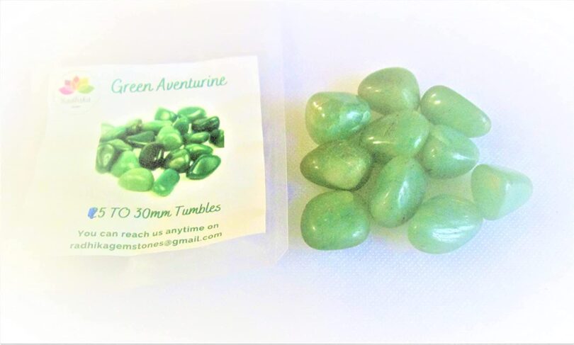 Green Aventurine Pack of 10 AAA Quality Tumbles | 20 TO 25mm Tumbled Stones | Healing Stones | Green Aventurine Tumbles in Gift Pack