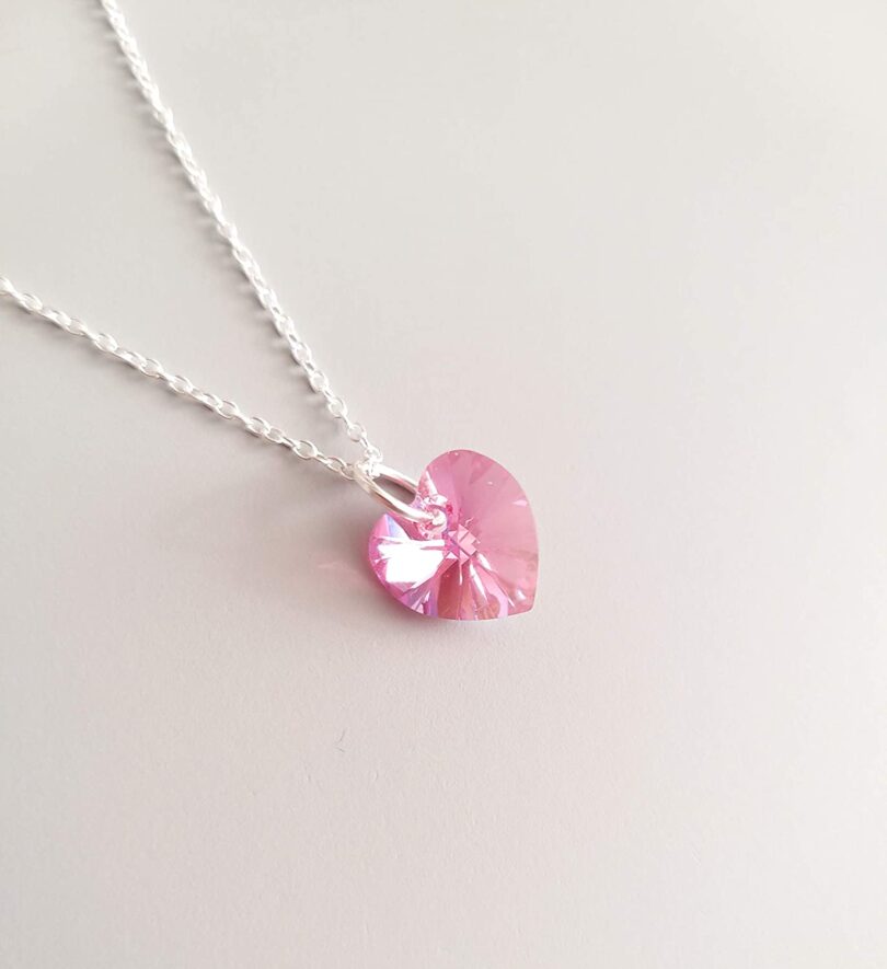 October-Libra Birthstone Heart Silver Necklace| Pink Turmouline Silver Necklace Christmas Gift | Geniune 925 Sterling Silver |Gifts for her - Image 2