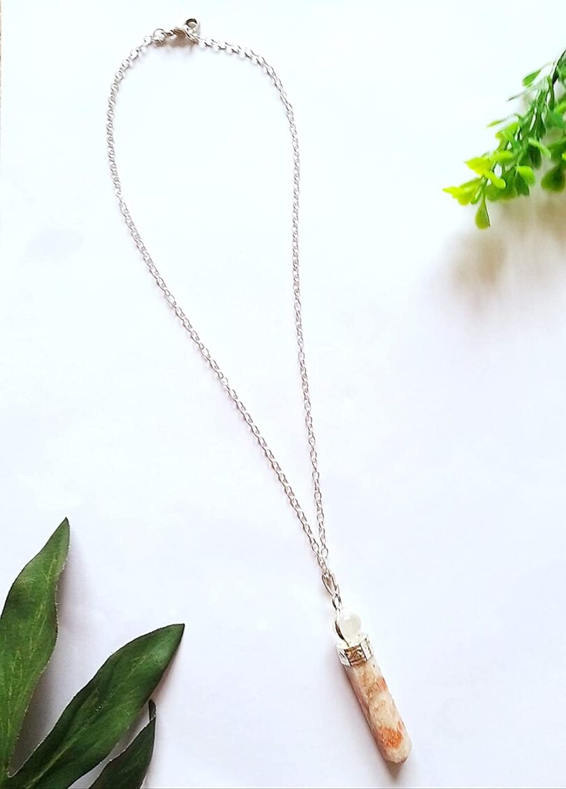 Sunstone Point Pendant Necklace | Natural Sunstone Energy Point Necklace| Crystal Energy Necklace Jewelery | Healing stone | Gift Crystal Necklace