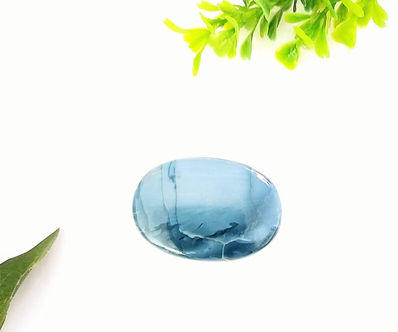 Blue Lace Agate Crystal Cabochon | 50mm Blue Lace Agate Pocket Palmstone | Natural Crystal Energy Cabochon | Healing Worry Stone | Meditation | Gift Energy Palmstone