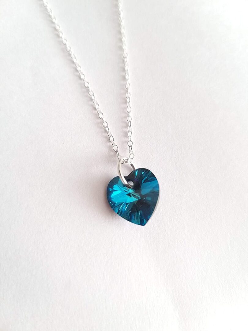 December-Sagittarius Birthstone Heart Silver Necklace| Blue Zircon Silver Necklace Christmas Gift |Geniune 925 Sterling Silver|Gifts for her - Image 2