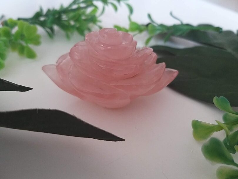 Genuine Rose Quartz Flower Carving | 50mm Rose Shaped Handmade Crystal | Decor Showpiece | Repel Negativity Crystal | Gift Crystal Carving - Image 5