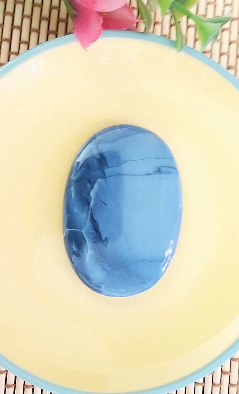 Blue Lace Agate Crystal Cabochon | 50mm Blue Lace Agate Pocket Palmstone | Natural Crystal Energy Cabochon | Healing Worry Stone | Meditation | Gift Energy Palmstone - Image 2