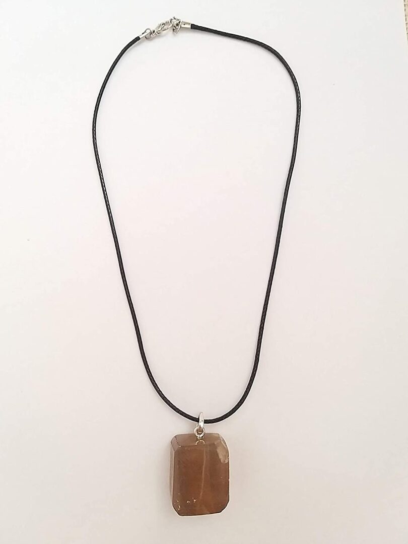 Smoky Quartz Pendant Necklace | Stunning 925-Silver Pendant | Adjustable Waxed Cord -18'' | Natural Healing Stone Pendant | Gift for Her - Image 3