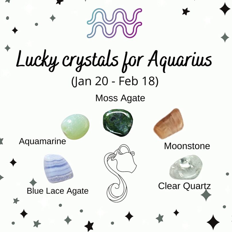 Aquarius Zodiac Crystals Set | 5 Crystals for Birthdates-20th Jan. To 18th Feb.| Aquarius Lucky Crystals | Birthday Gift For Aquarius Zodiac - Image 4