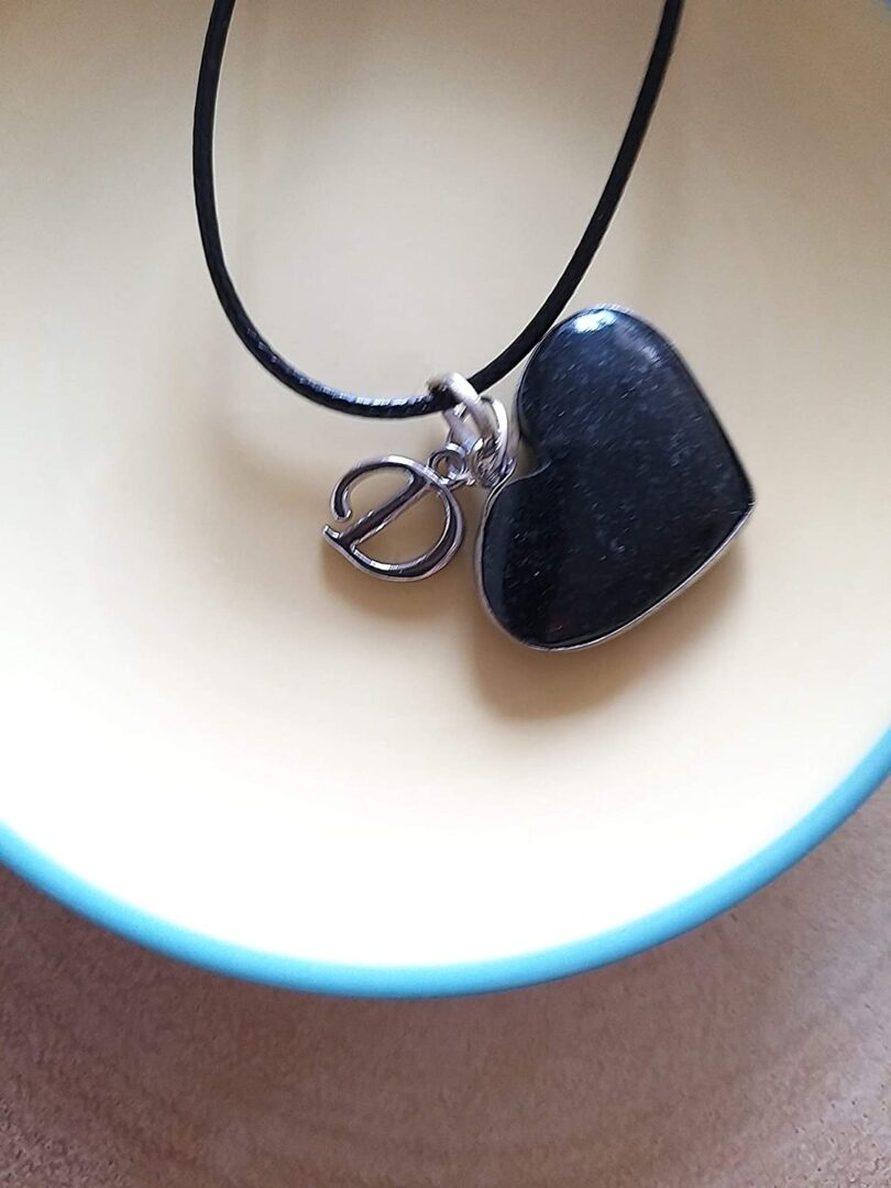 Initial - D - Necklace with Natural Black Onyx Pendant | Stunning Personalised Necklace | Crystal Pendant with Inital -18"- Waxed Cord Necklace | Gift for Her - Image 2