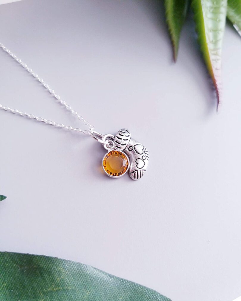 November-Scorpio Birthstone Charm Silver Necklace| Yellow Topaz Silver Necklace Christmas Gift | Geniune 925 Sterling Silver | Gifts for her - Image 5