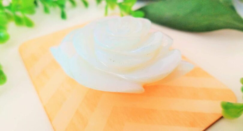 Genuine Opalite Flower Carving | 50mm Rose Shaped Handmade Crystal| Home Decor Showpiece | Repel Negativity Crystal | Gift Crystal Carving - Image 3