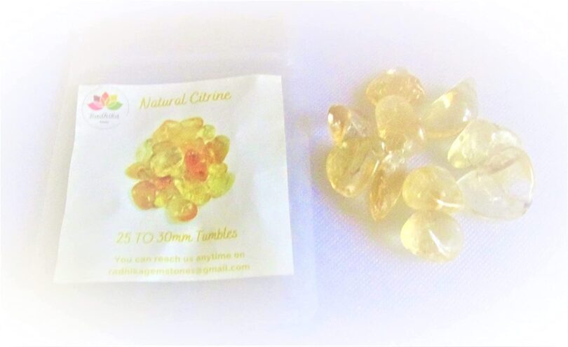 Citrine Pack of 10 AAA Quality Tumbled Stones | 20 TO 25mm Tumbled Stones | Healing Stones | Citrine Tumbles in Gift Pack