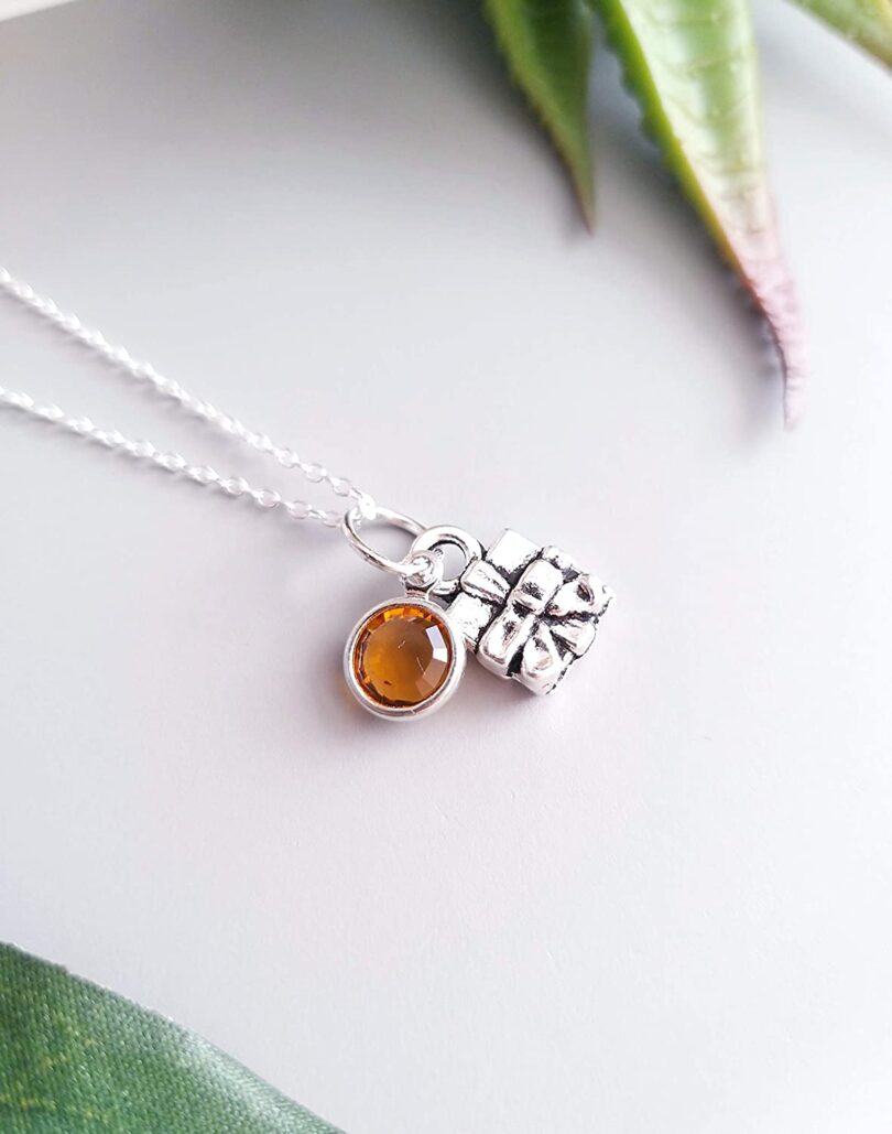 November-Scorpio Birthstone Charm Silver Necklace| Yellow Topaz Silver Necklace Christmas Gift | Geniune 925 Sterling Silver | Gifts for her - Image 4