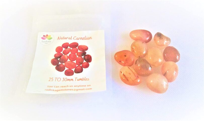 Carnelian Pack of 10 AAA Quality Tumbled Stones | 15 TO 20mm Tumbled Stones | Healing Stones | Carnelian Tumbles in Gift Pack