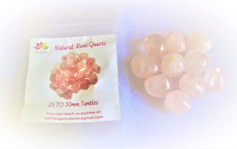 Rose Quartz Pack of 10 AAA Quality Tumbled Stones | 20 TO 25mm Tumbled Stones | Healing Stones| Rose Quartz Tumbles in Gift Pack - Image 3