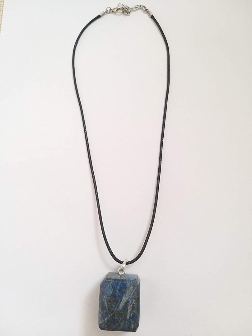 Lapis Lazuli Pendant Necklace | Stunning 925-Silver Pendant | Adjustable Waxed Cord -18'' | Natural Healing Stone Pendant | Gift for Her - Image 3