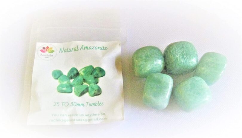 Amazonite Pack of 5 AAA Quality Tumbled Stones | 15 TO 20mm Tumbled Stones | Healing Stones | Amazonite Tumbles in Gift Pack