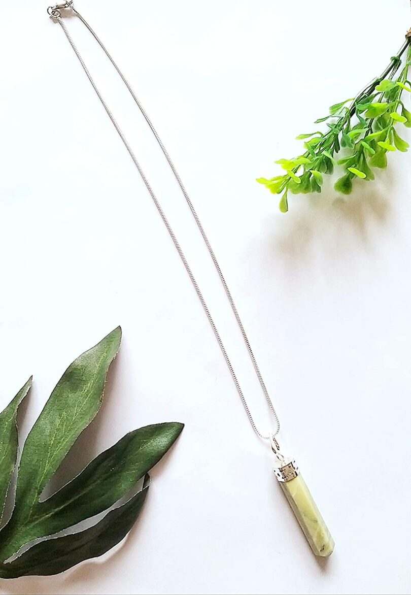 Serpentine Green Crystal Point Necklace | Natural Serpentine Gemstone Necklace | Serpentine Crystal Energy | Gift Crystal Energy Necklace | Gift for Her