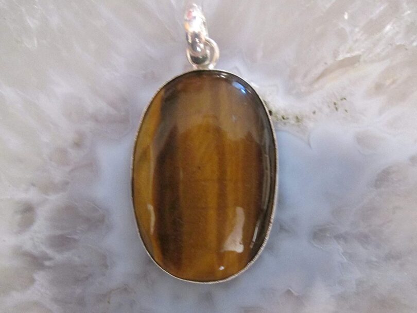 Tigers Eye Stone Pendant Necklace | Natural Gemstone Pendant -18"- Chain Necklace | Geniune Tigers Eye Crystal GS Pendant | Gift Packing - Image 4