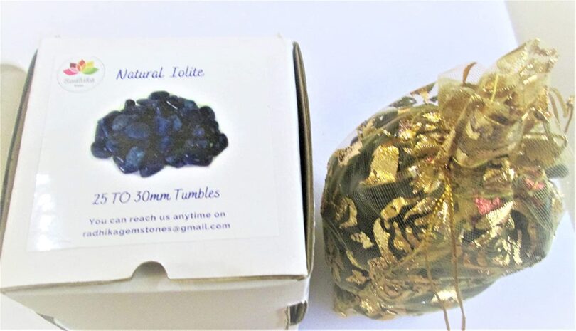 Iolite 1 Lb. Pack of AAA Quality Tumbled Stones | 25 TO 30mm Tumbled Stones | 30-35 Pcs. Healing Stones | Tumbles 460 Gms in Gift Pack