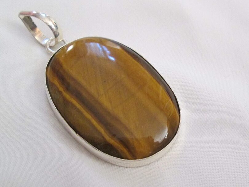 Tigers Eye Stone Pendant Necklace | Natural Gemstone Pendant -18"- Chain Necklace | Geniune Tigers Eye Crystal GS Pendant | Gift Packing - Image 2