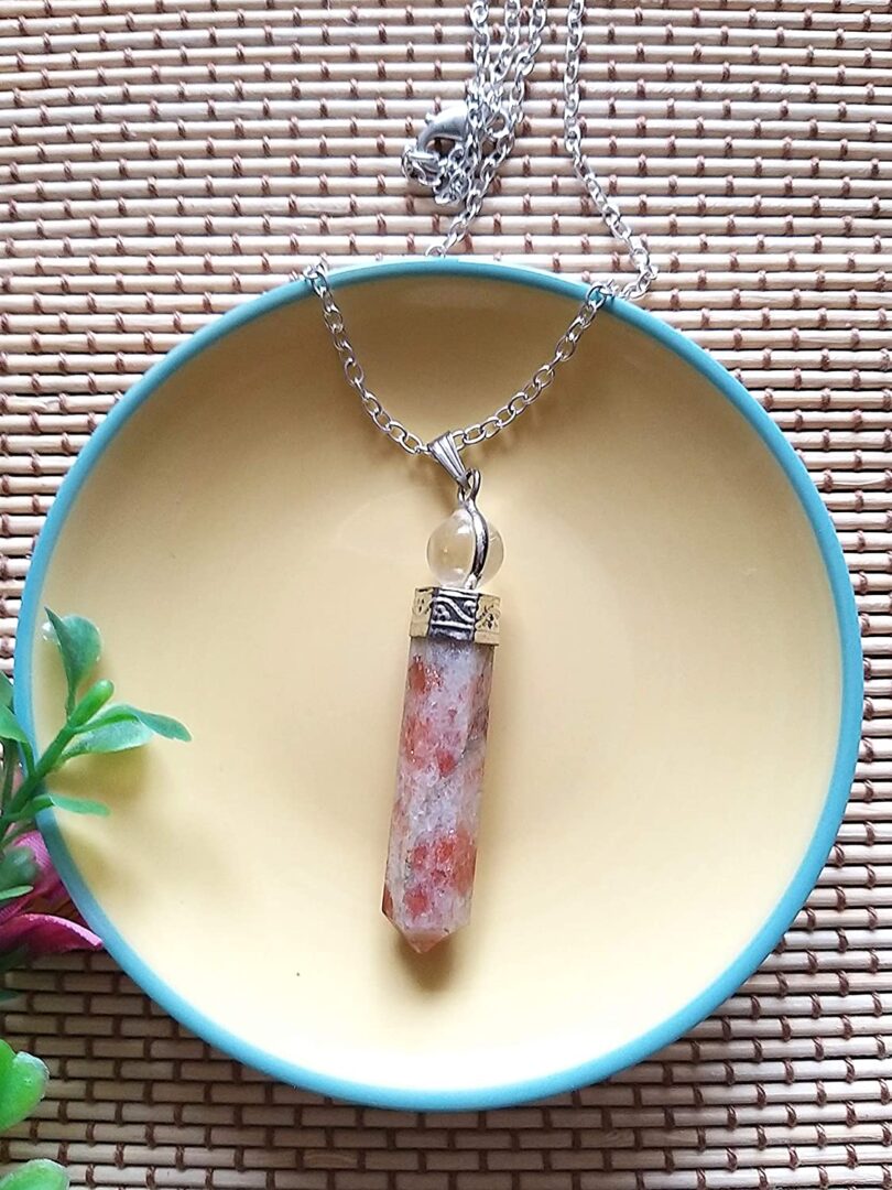 Sunstone Point Pendant Necklace | Natural Sunstone Energy Point Necklace| Crystal Energy Necklace Jewelery | Healing stone | Gift Crystal Necklace - Image 2