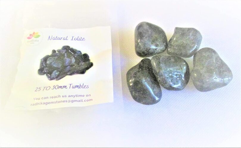 Iolite Pack of 5 AAA Quality Tumbled Stones | 20 TO 25mm Tumbled Stones | 5 Pcs. Healing Stones | 5 Tumbles in Gift Pack