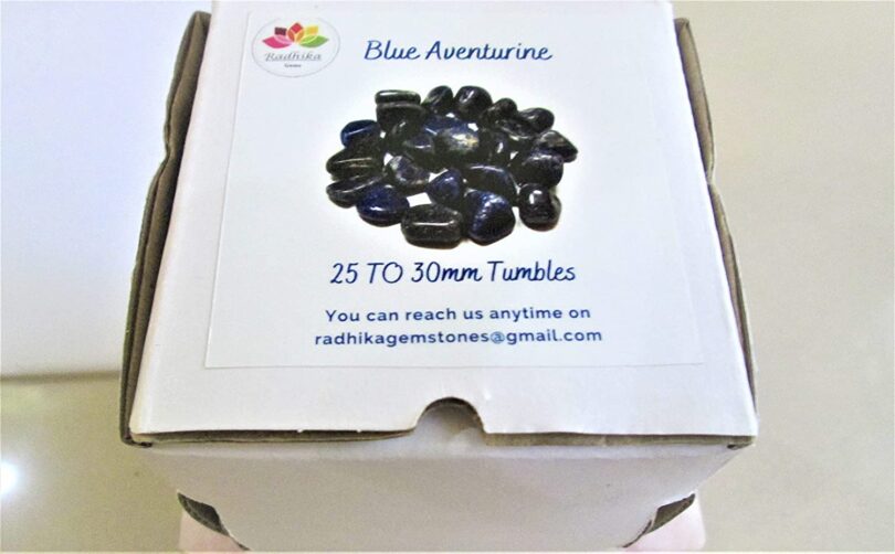 Blue Aventurine Pack of 1 LB. AAA Quality Tumbles | 25 TO 30mm Tumbled Stones | 30-35 Healing Stones | 460 Gms. Tumbles in Gift Pack - Image 3