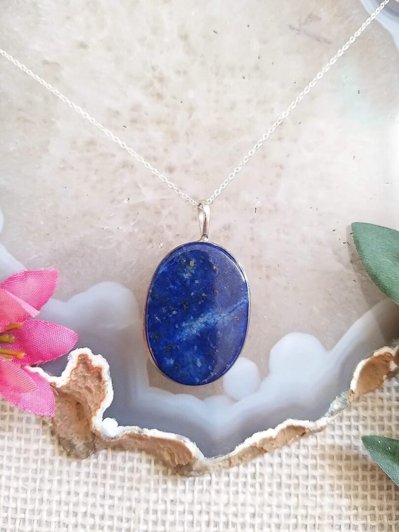 Lapis Lazuli 925-Silver Pendant Necklace | Sterling Silver Chain-16'' | Lapis Lazuli 925-Silver Pendant | Geniune 925-Sterling Silver chain | Gift for Her