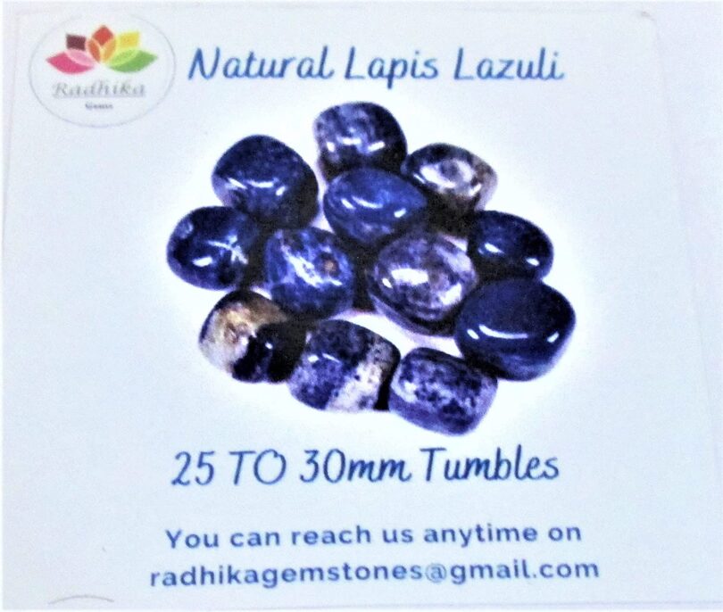 Lapis Lazuli 1 Lb. Pack of AAA Quality Tumbled Stones | 25 TO 30mm Tumbled Stones | 30-35 Pcs. Healing Stones | Tumbles 460 Gms. in Gift Pack - Image 6