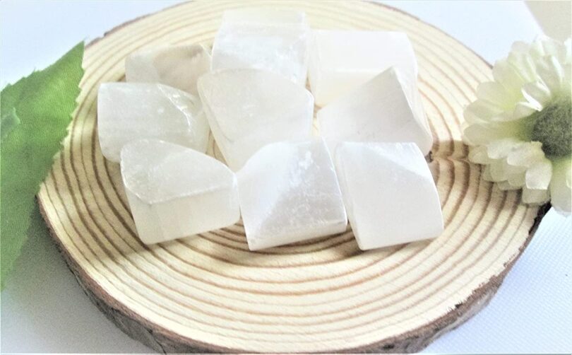 Selenite Pack of 10 AAA Quality Tumbled Stones | 25 TO 30mm Tumbled Stones| Healing Stones | Selenite Tumbles & Info Card in Gift Pack - Image 5