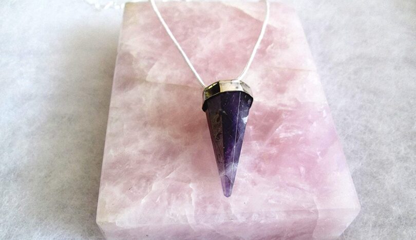 Amethyst Pendant Necklace | Stunning Amethyst Crystal Point Pendant | Silver Plated -18" Chain | Natural Healing Stone Pendant | Gift for Her