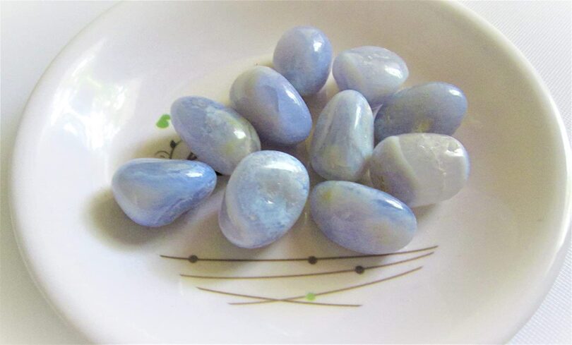 Blue Lace Agate Tumbles Pack of 10 AAA Quality | 25 TO 30mm Tumbled Stones | Healing Stones | Blue Lace Agate Tumbles & Info Card in Gift Pack - Image 2