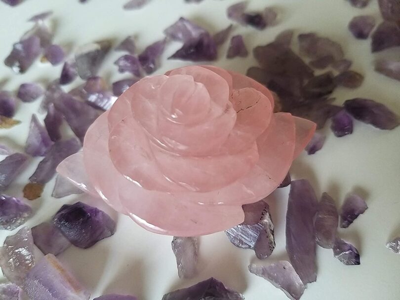 Genuine Rose Quartz Flower Carving | 50mm Rose Shaped Handmade Crystal | Decor Showpiece | Repel Negativity Crystal | Gift Crystal Carving - Image 4