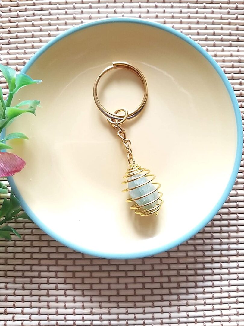 Aquamarine Blue Crystal Keyring | Aquamarine Natural Gemstone Keyring | Aquamarine Crystal Energy | Gift Crystal Energy Keyring | Gift for Her - Image 2